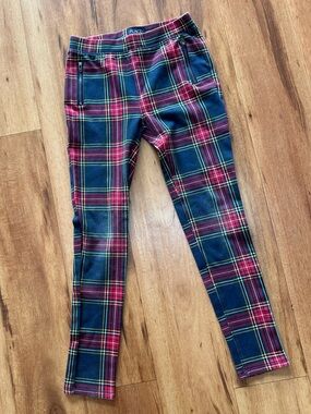 Place Girls Plaid Ponte Leggings in Navy, Red & Yellow